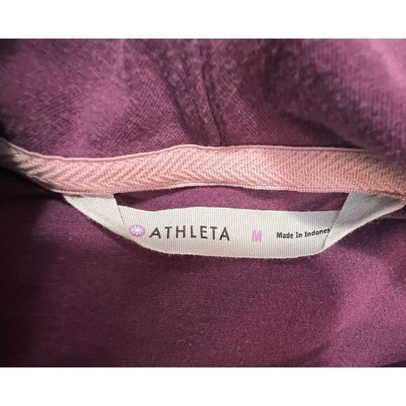 Athleta Purple Hooded Crowl Neck Short Sleeve Dress With Front Pocket - Picture 3 of 5